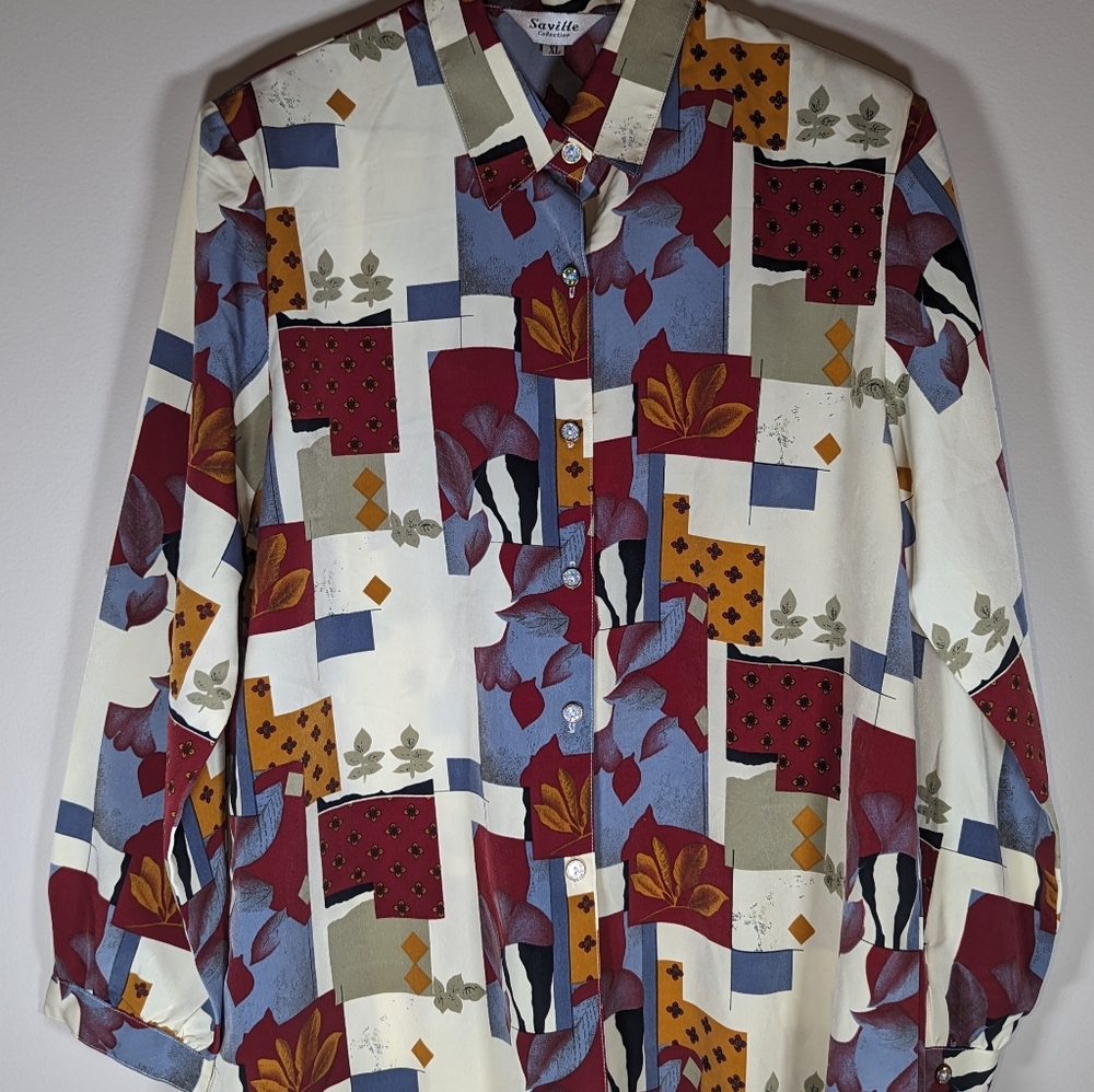 Vintage Multi-print Button Up Shirt Western Style